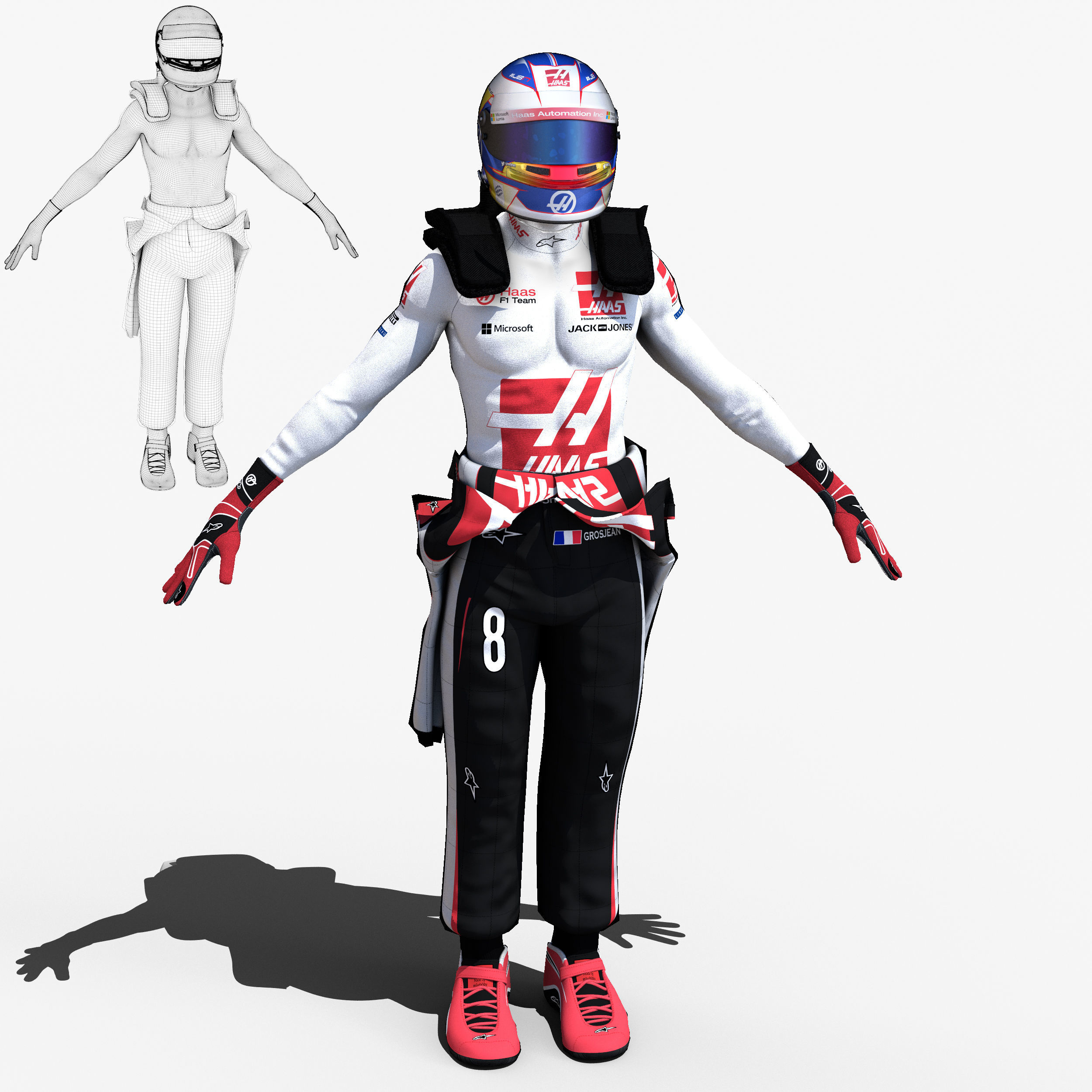 Romain Grosjean 2017 Low-poly 3D model_3