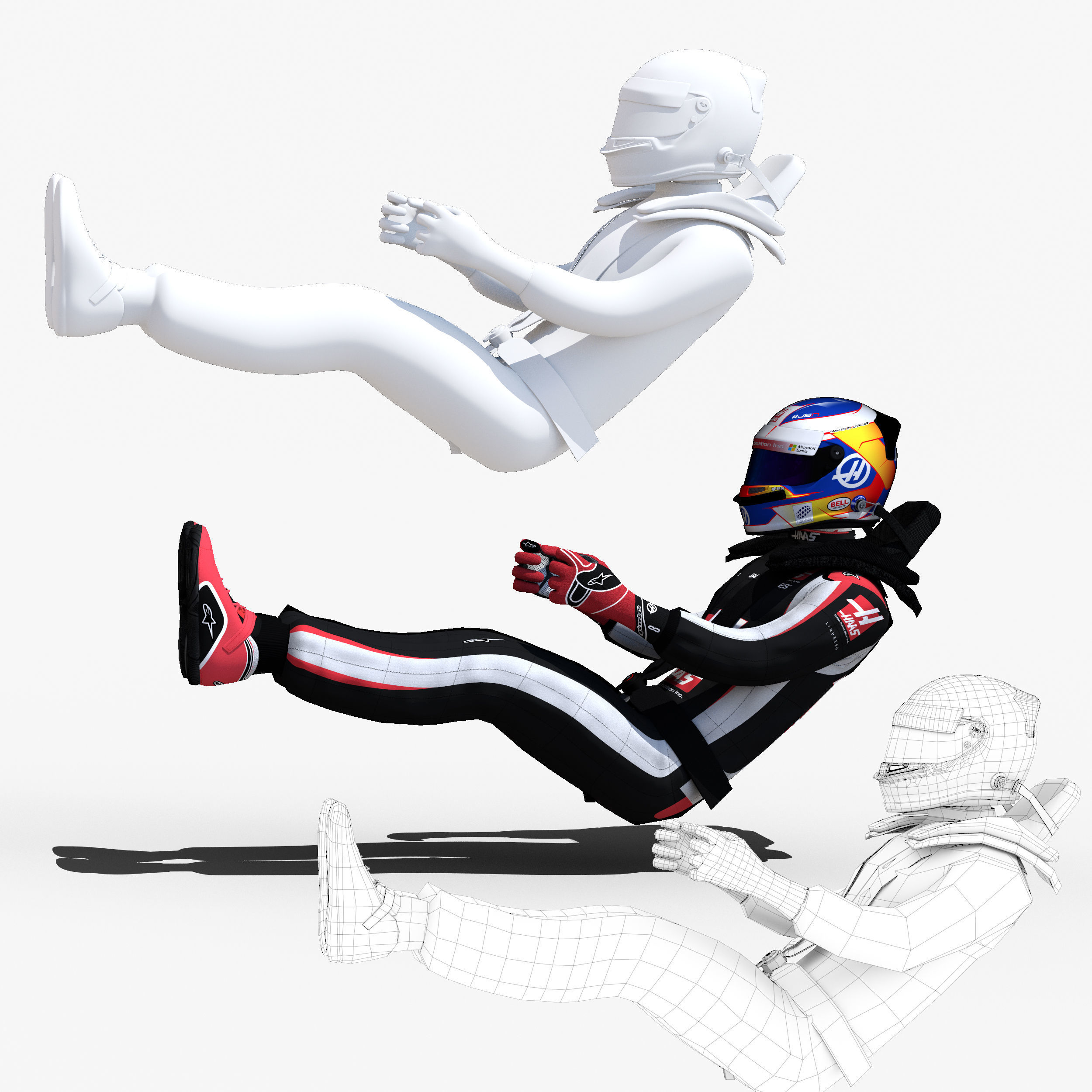 Romain Grosjean 2017 Low-poly 3D model_1