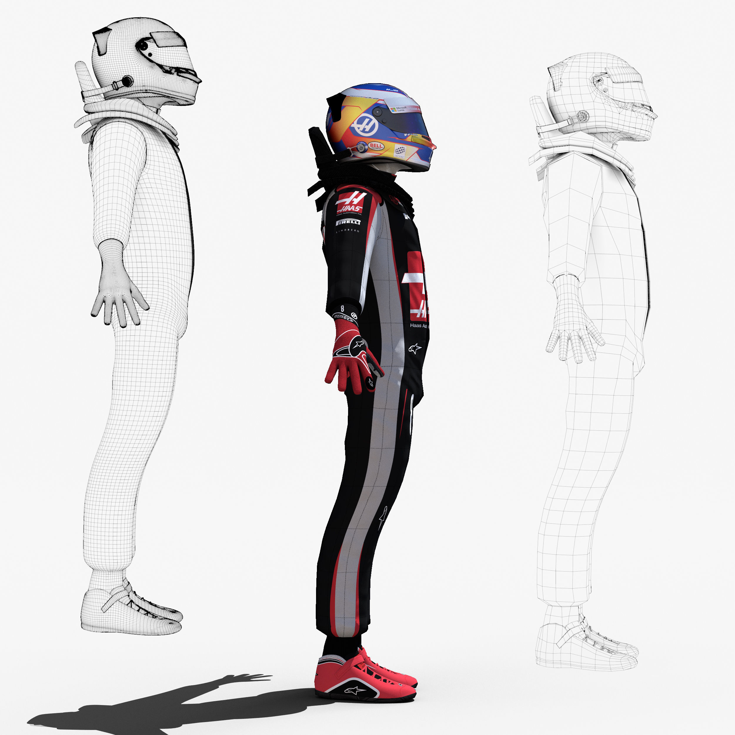 Romain Grosjean 2017 Low-poly 3D model_6