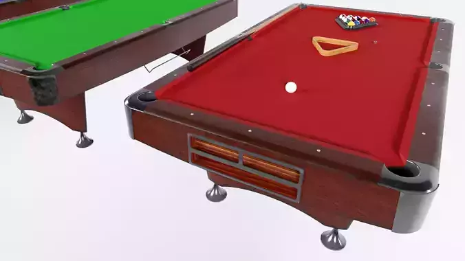 low poly PBR American Pool Table Low-poly 3D model