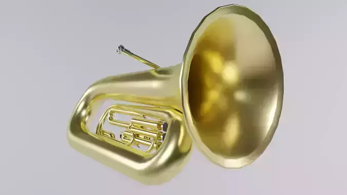 Low Poly PBR Tuba golden