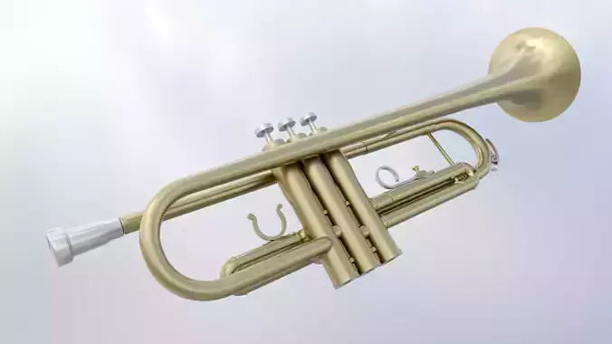 Low Poly PBR Trumpet Low-poly 3D model