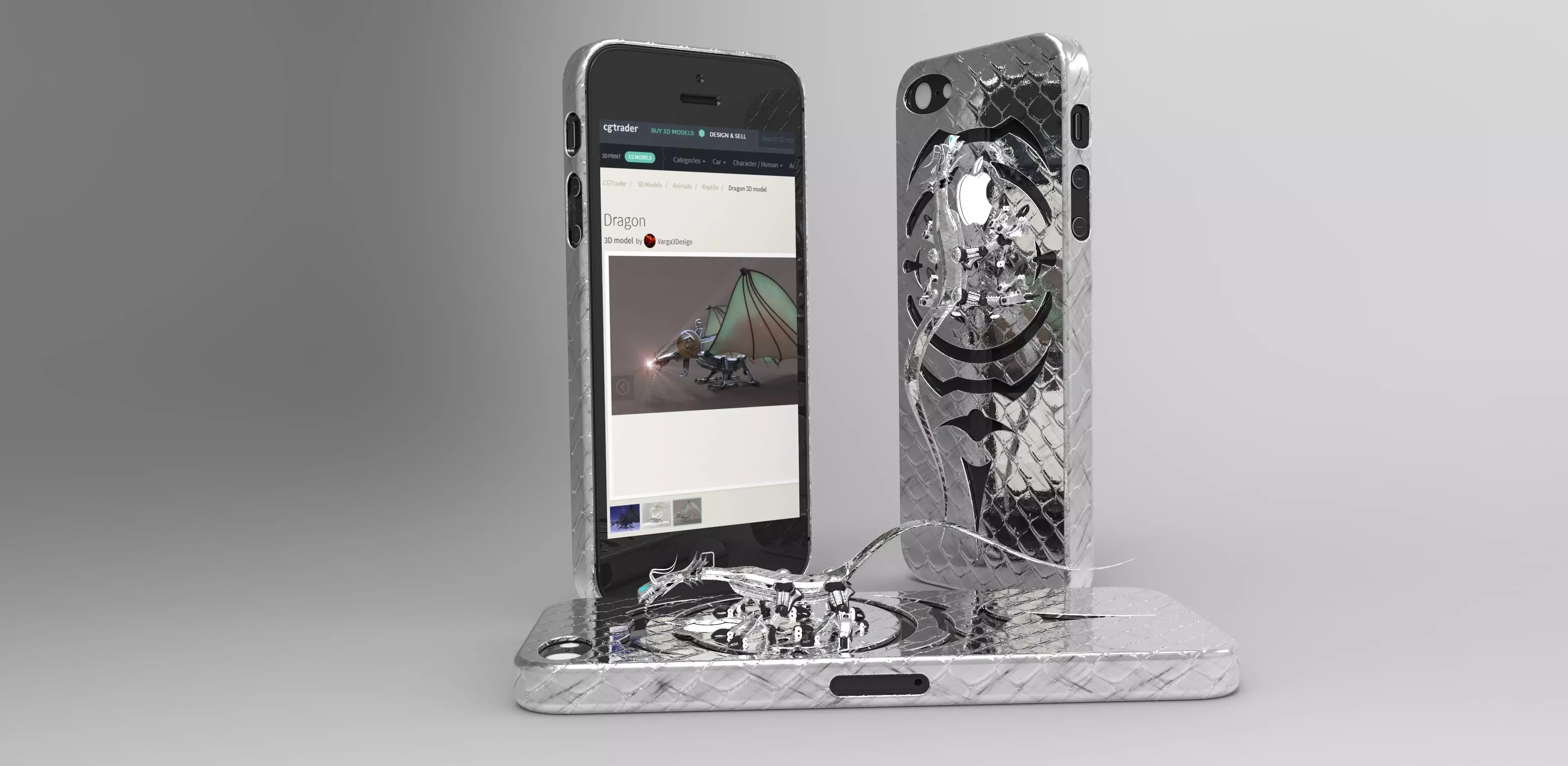 iPhone 5 Dragon cover 3D print model