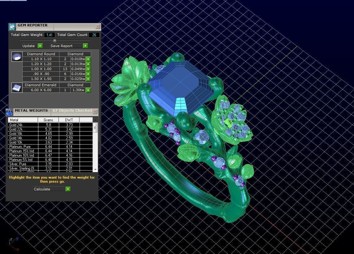 ZR MY04  Emerald cherry blossom flower sakura ring  3D print model_9