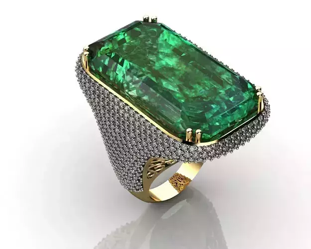 Emerald Diamond Engagement Ring Yellow Gold Halo Promise Ring