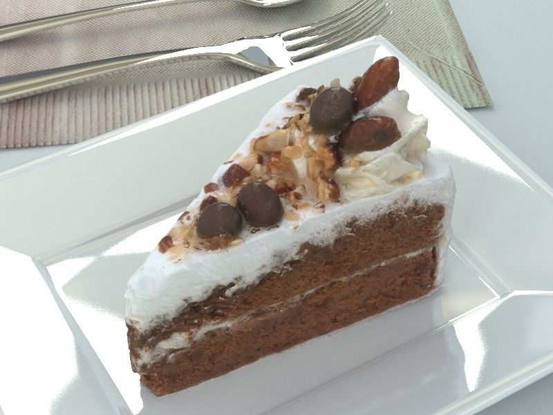 Chocolate Cake and Nuts - Low-poly 3D model_2