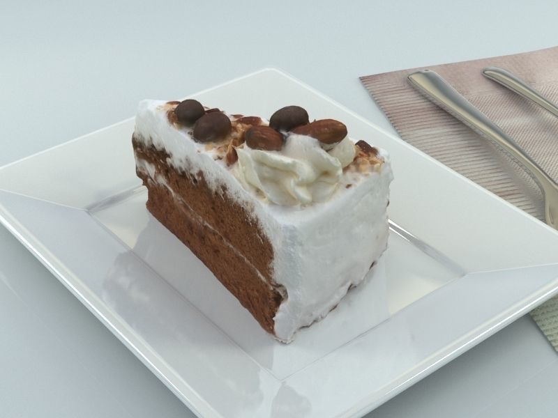 Chocolate Cake and Nuts - Low-poly 3D model_3