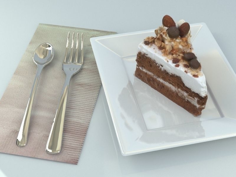 Chocolate Cake and Nuts - Low-poly 3D model_1