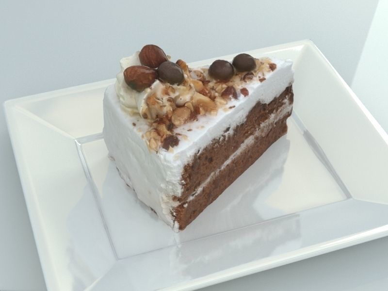 Chocolate Cake and Nuts - Low-poly 3D model_4