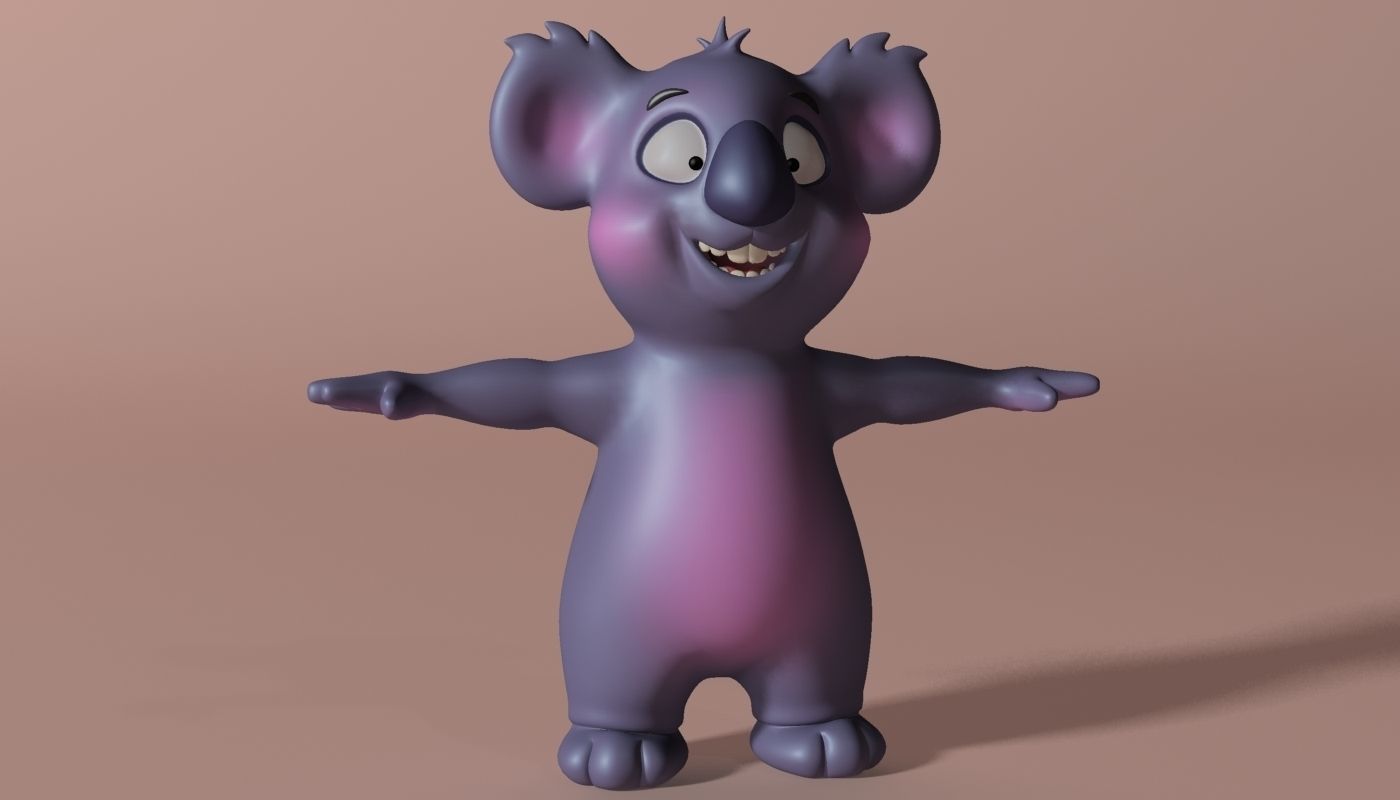 Cartoon Koala Rigged and Animated Low-poly 3D model_2
