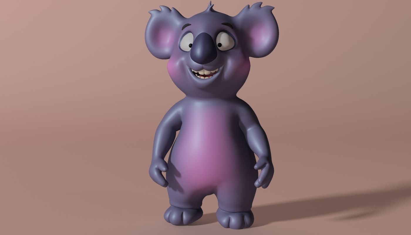 Cartoon Koala Rigged and Animated Low-poly 3D model_1