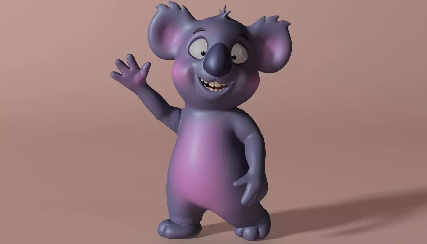 Cartoon Koala Rigged and Animated Low-poly 3D model_0