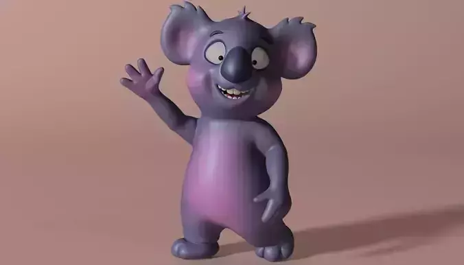 Cartoon Koala Rigged and Animated Low-poly 3D model