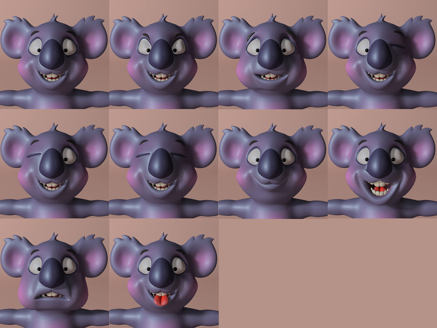 Cartoon Koala Rigged and Animated Low-poly 3D model_5