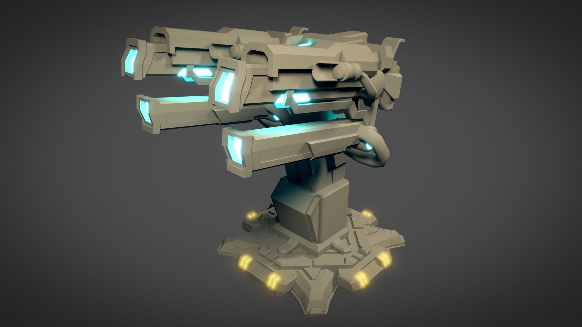 Sci Fi Plasma Cannon Low-poly 3D model_6