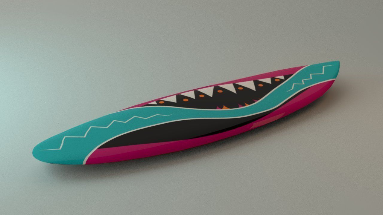 Surf Board Low-poly 3D model_2