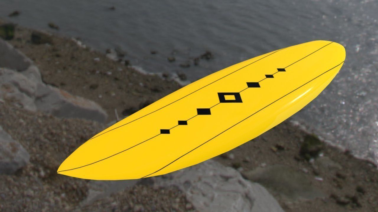 Surf Board Low-poly 3D model_3