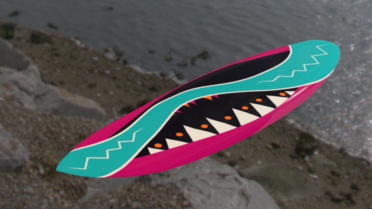 Surf Board Low-poly 3D model_1