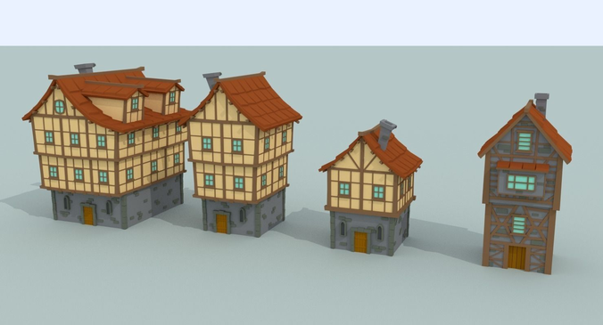 Medieval City Pack Low-poly 3D model 4