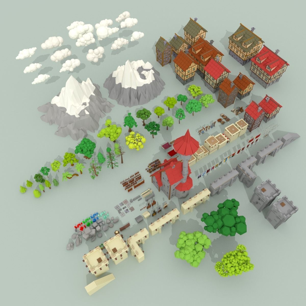 Medieval City Pack Low-poly 3D model_0