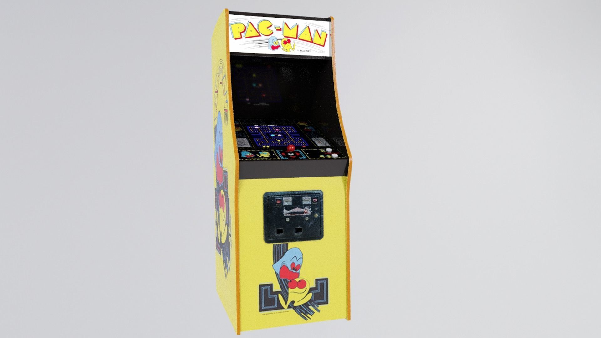 Low Poly PBR Pacman Cabinet Low-poly 3D model_3