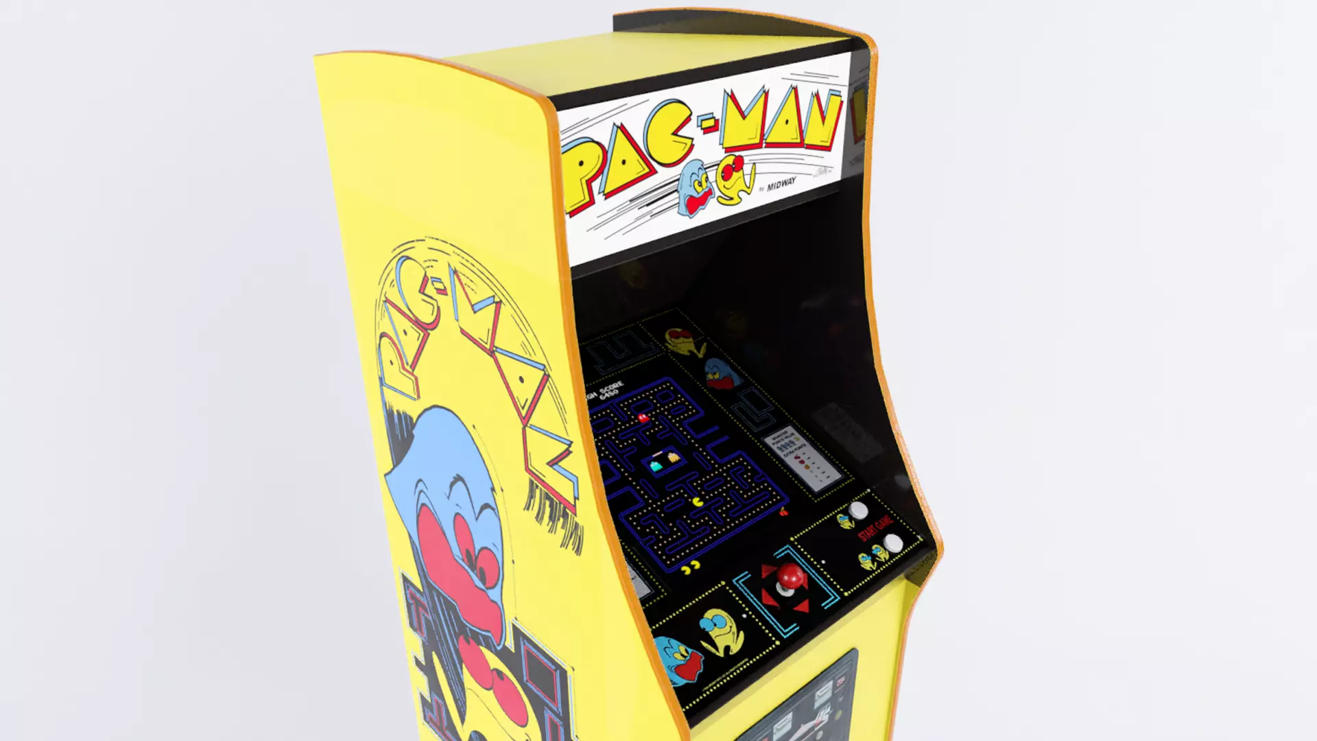 Low Poly PBR Pacman Cabinet Low-poly 3D model_0
