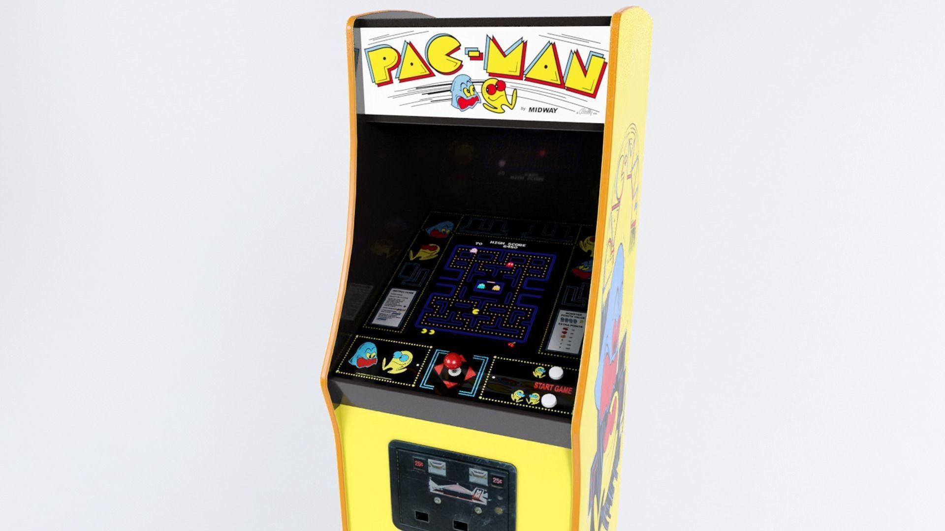 Low Poly PBR Pacman Cabinet Low-poly 3D model_2