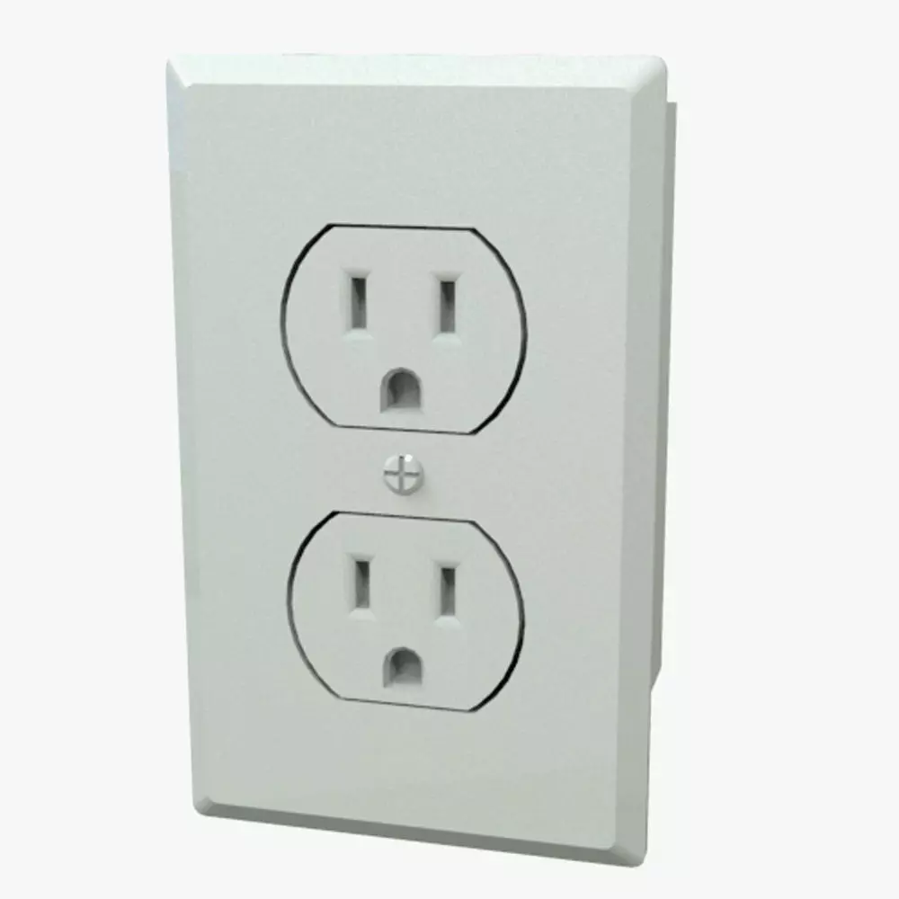 Double Plug Electrical Outlet Low-poly 3D model_0