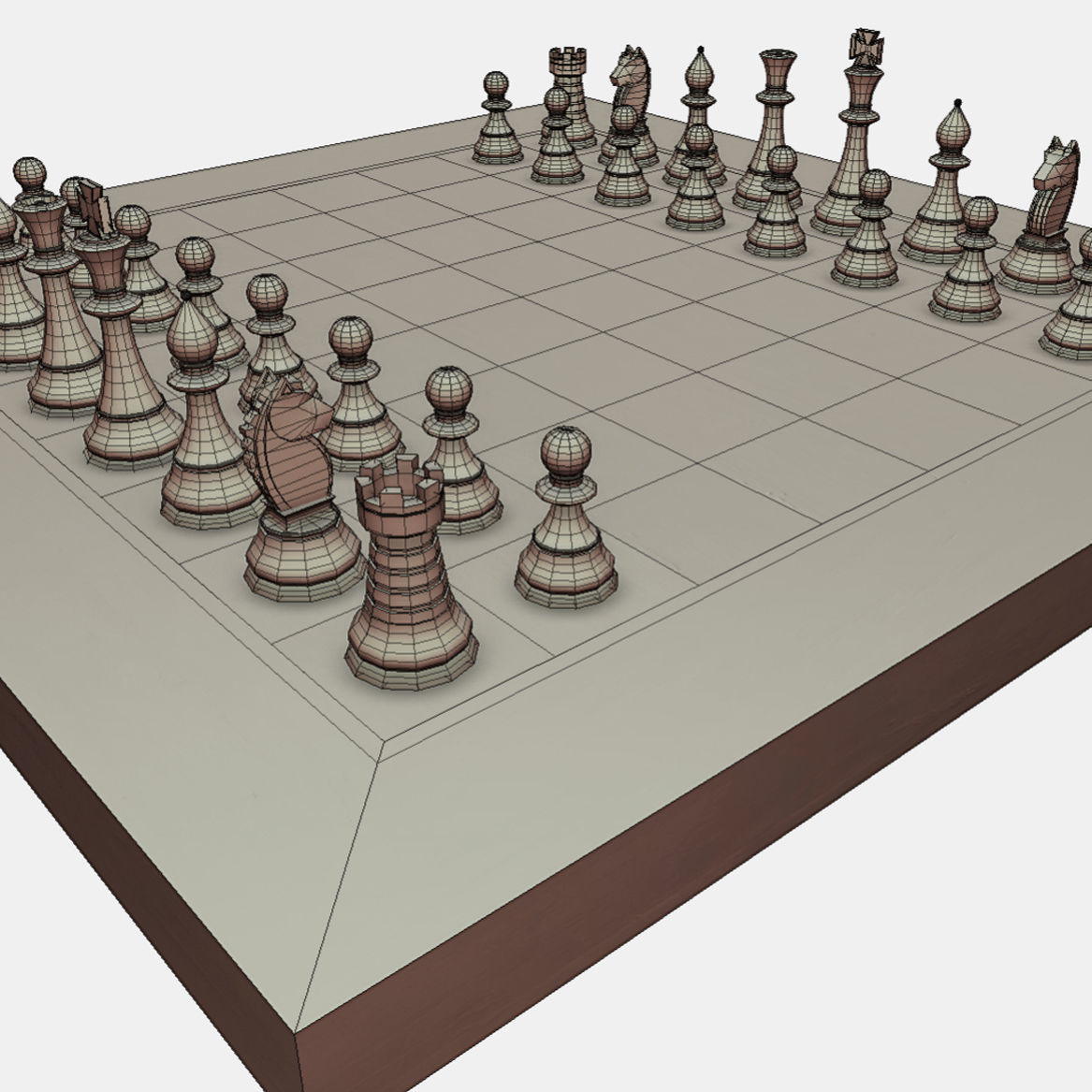Chess Set - Chess Board Low-poly 3D model_5