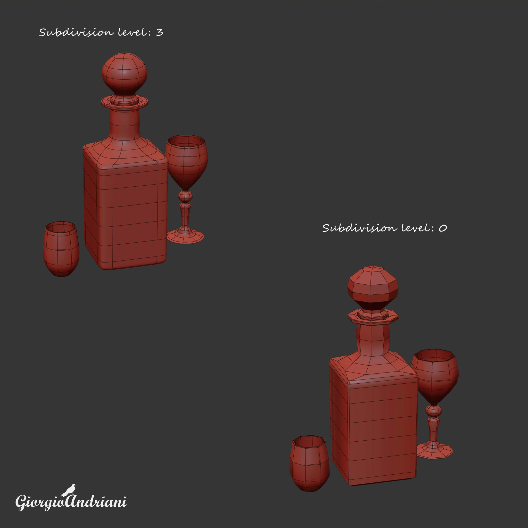Set 6280 wine decanter Low-poly 3D model_6