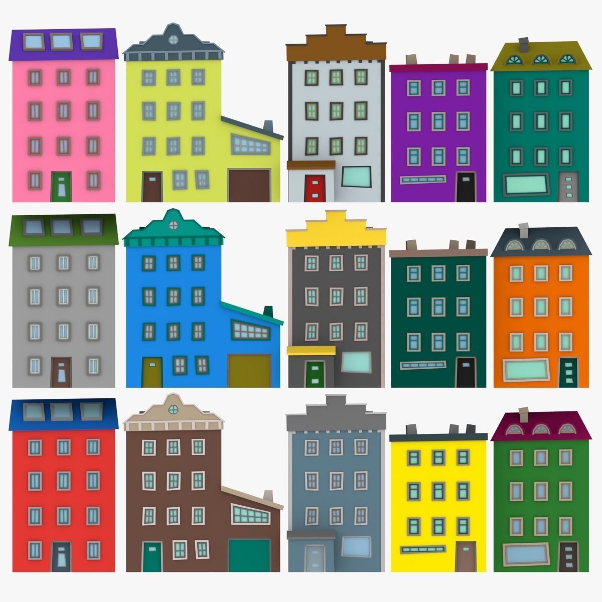 LowPoly Houses Pack03 Low-poly 3D model