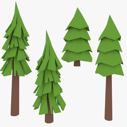 LowPoly Pine Trees  Low-poly 3D model