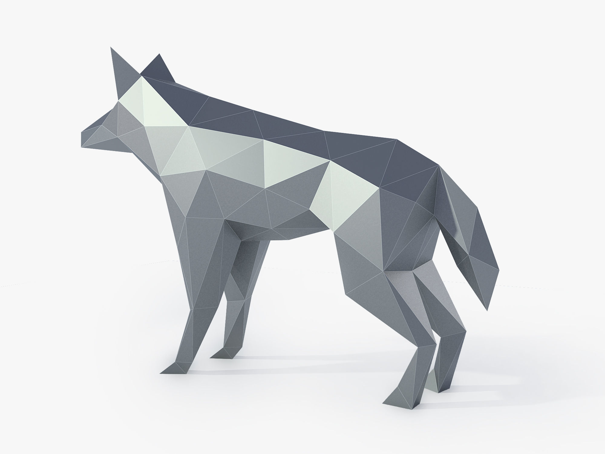 Low Poly Wolf in polygons Low-poly 3D model_4