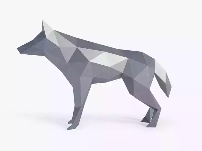 Low Poly Wolf in polygons Low-poly 3D model