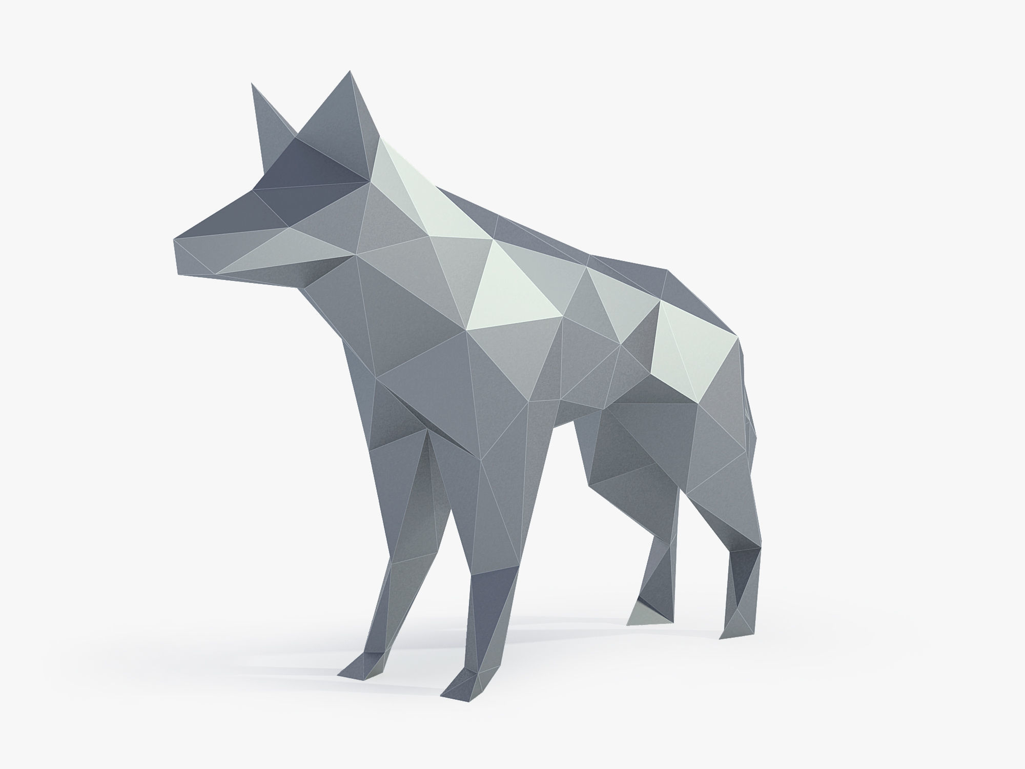Low Poly Wolf in polygons Low-poly 3D model_3