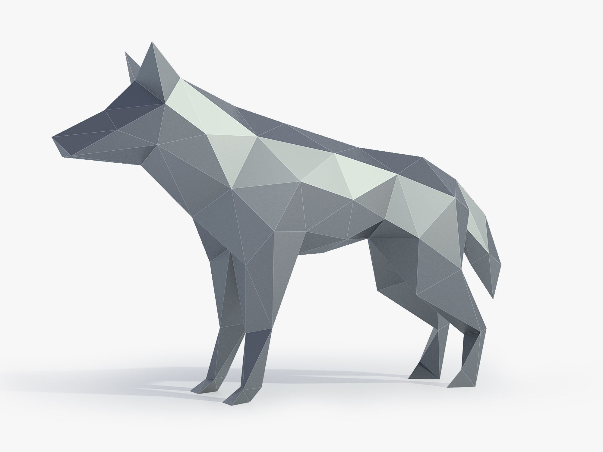Low Poly Wolf in polygons Low-poly 3D model_2