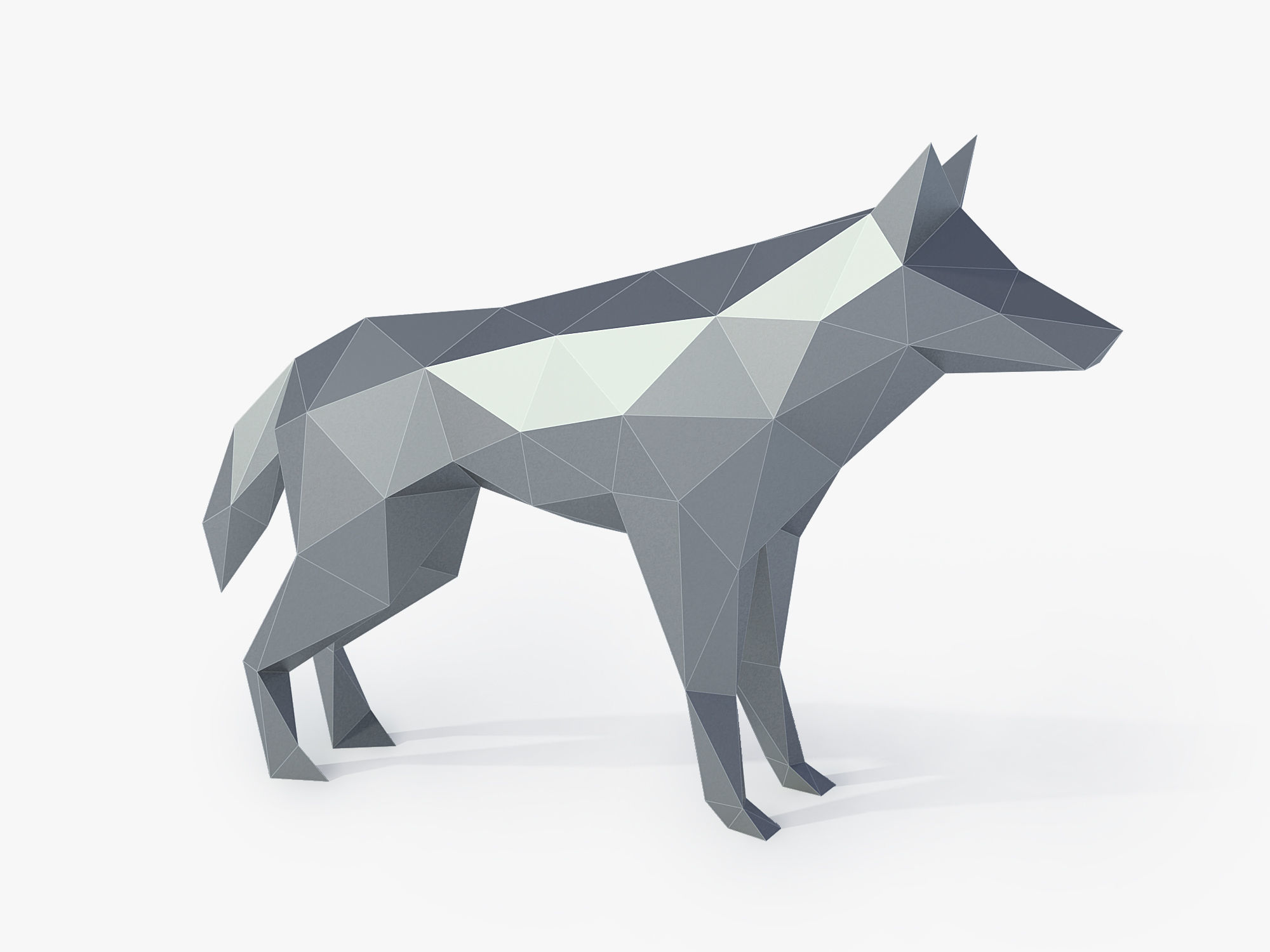 Low Poly Wolf in polygons Low-poly 3D model_1