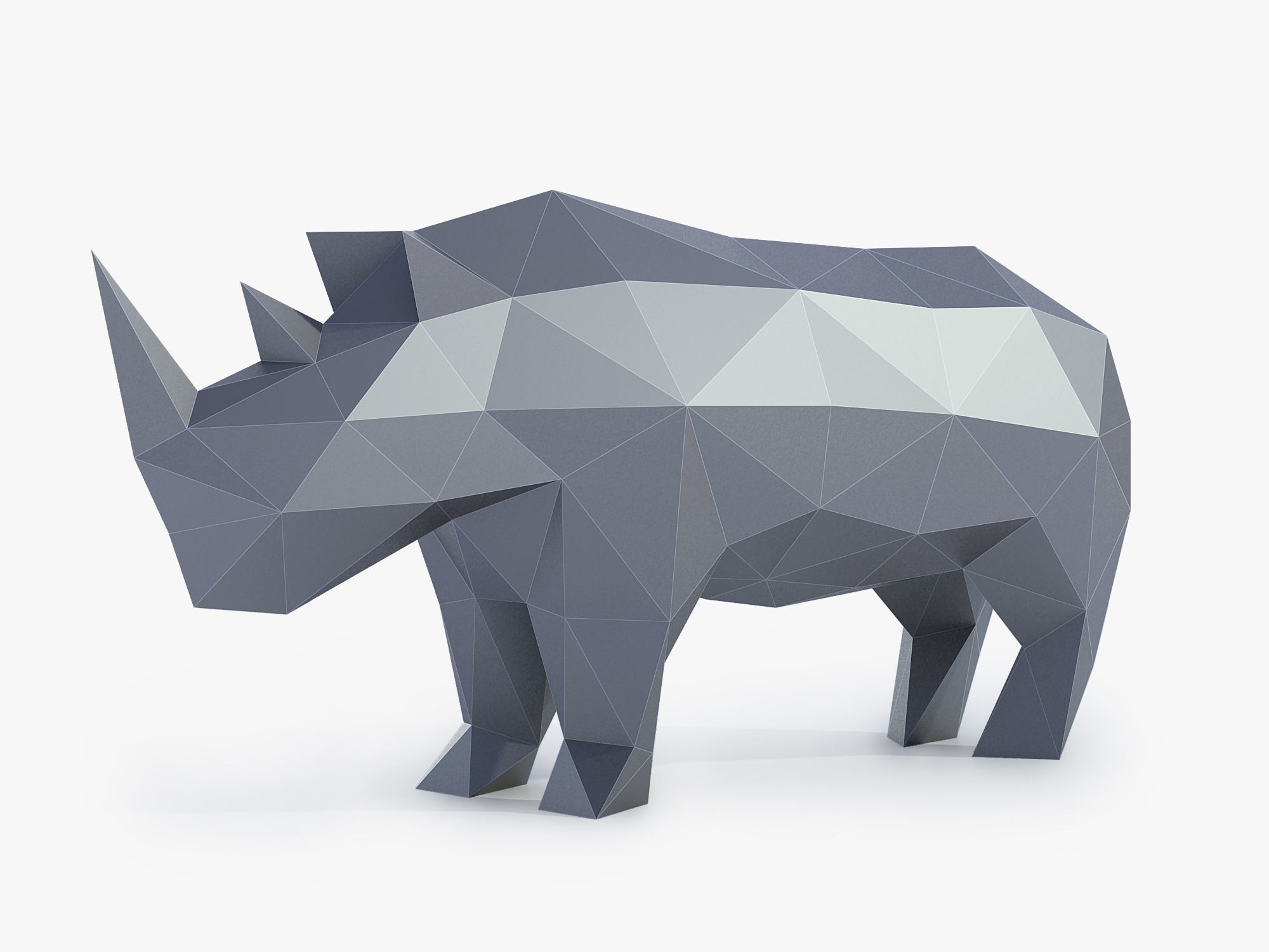 Low Poly Rhinoceros rhino made of polygons Low-poly 3D model_3