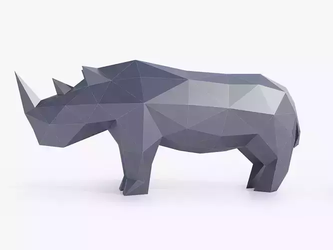 Low Poly Rhinoceros rhino made of polygons Low-poly 3D model
