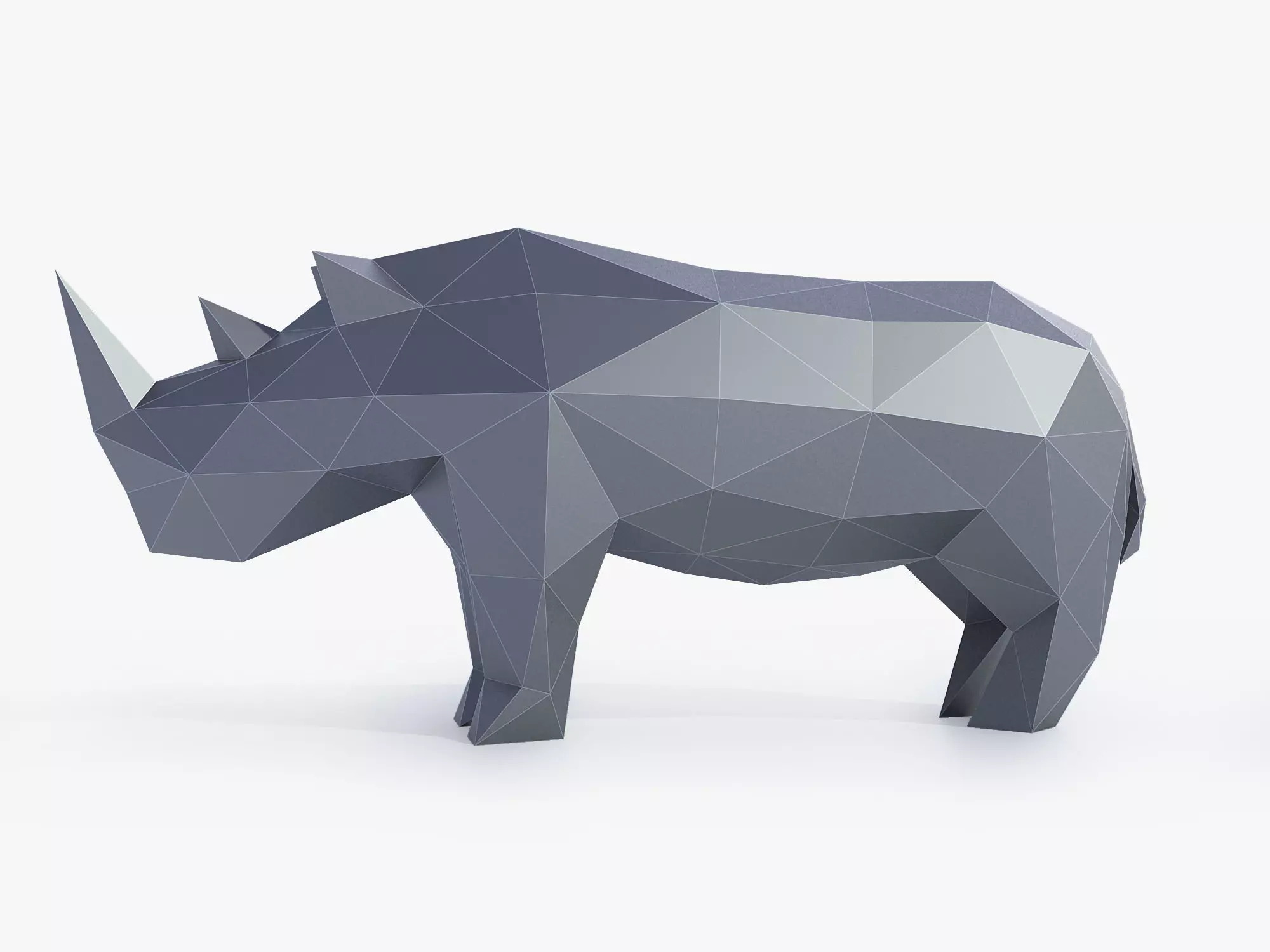 Low Poly Rhinoceros rhino made of polygons Low-poly 3D model_0