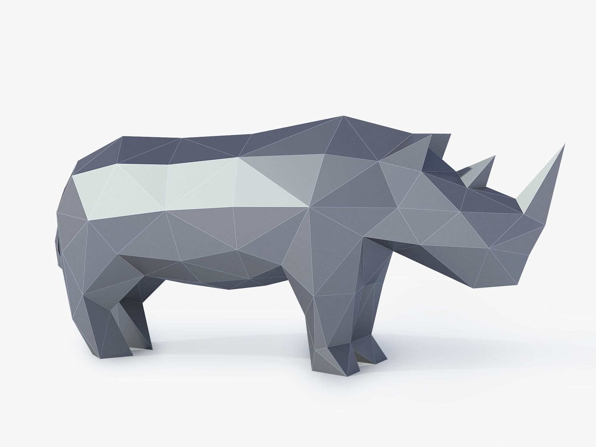 Low Poly Rhinoceros rhino made of polygons Low-poly 3D model_1