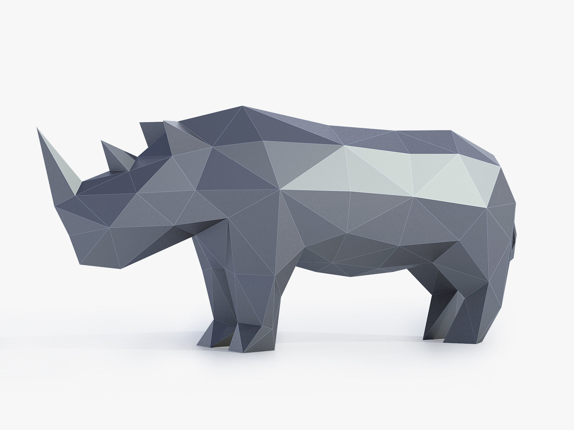 Low Poly Rhinoceros rhino made of polygons Low-poly 3D model_2