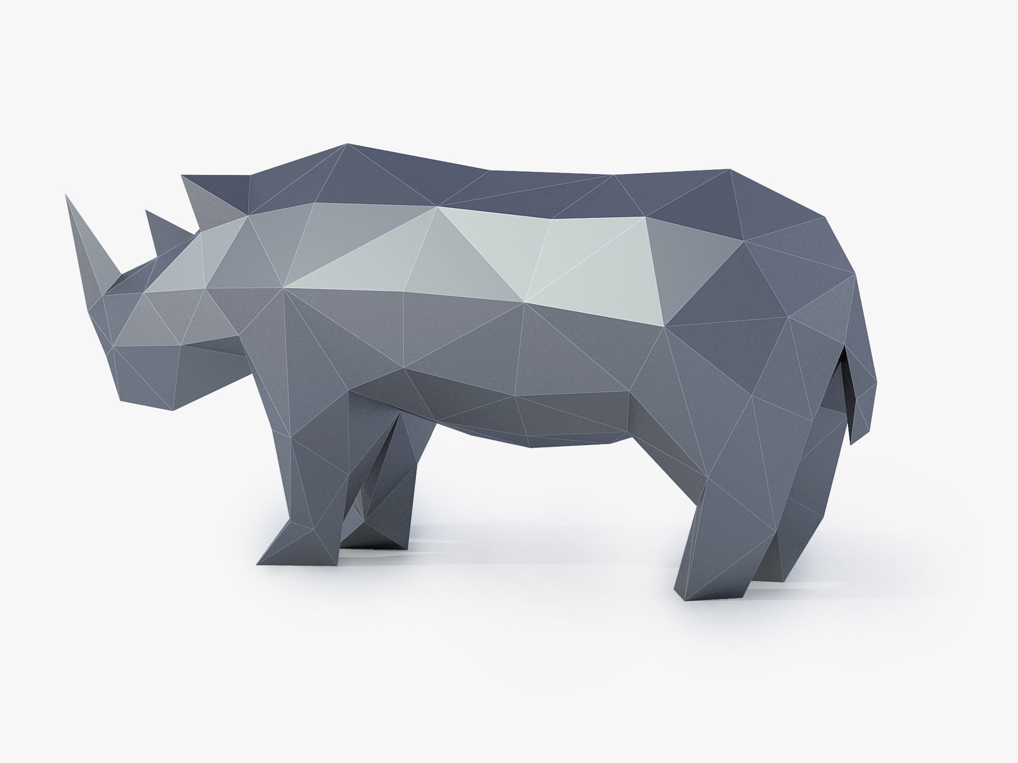 Low Poly Rhinoceros rhino made of polygons Low-poly 3D model_5
