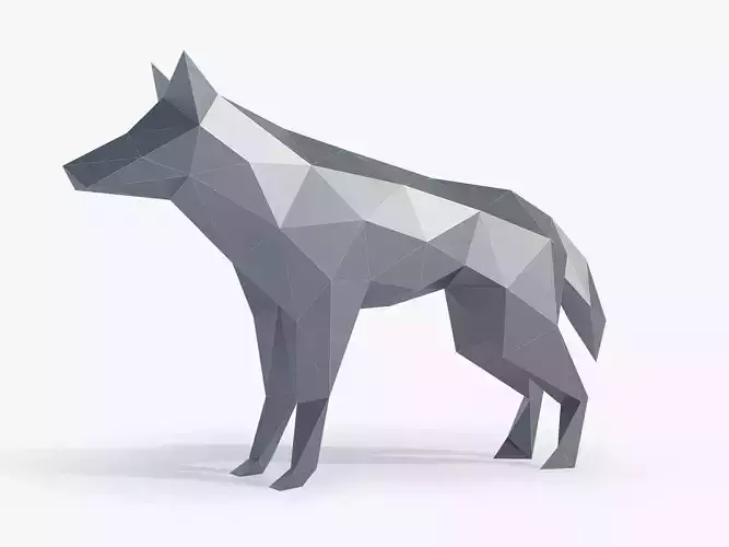 Low Poly Wolf Sculpture 3D print model
