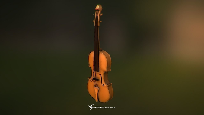Brown Violin 3D Model Free low-poly 3D model