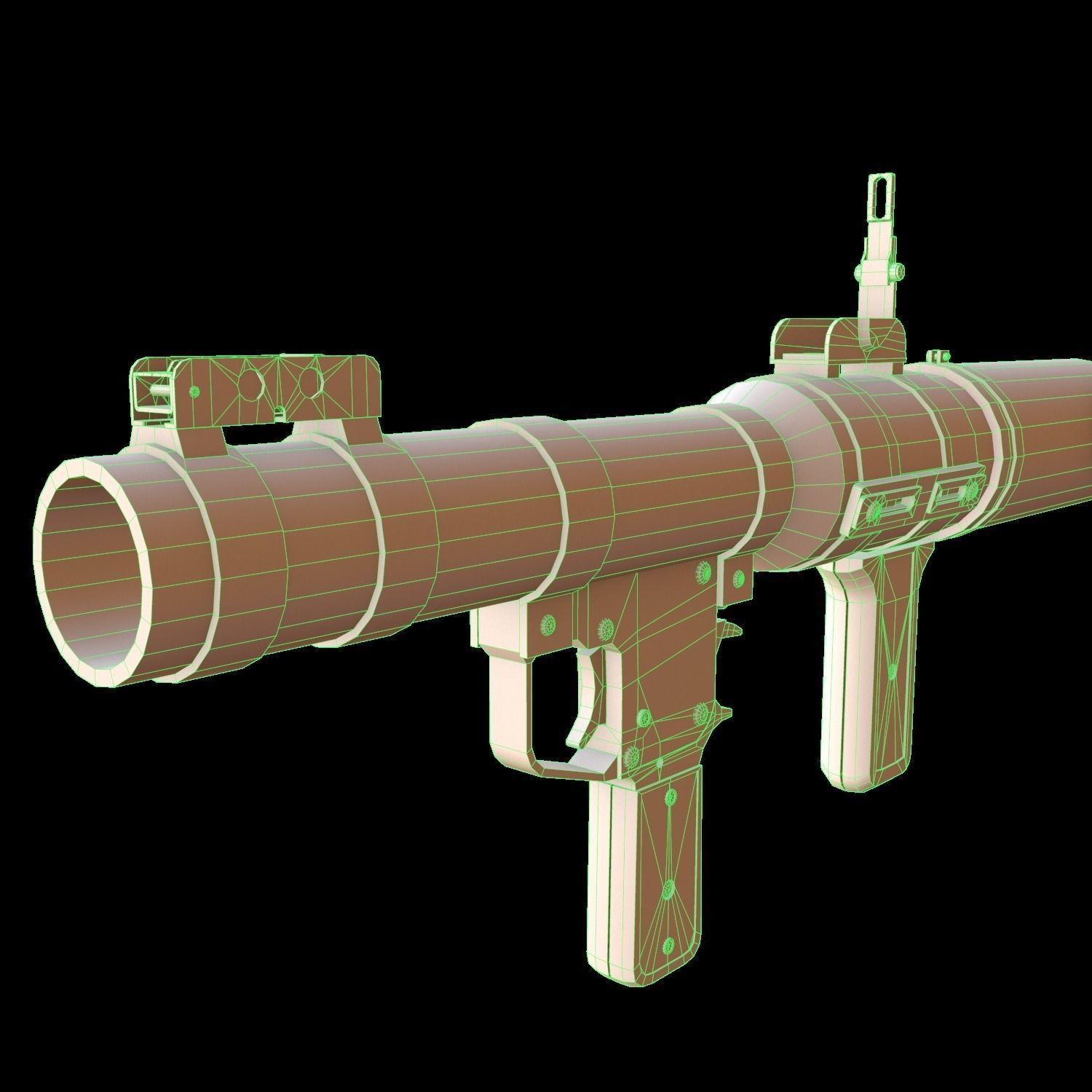 RPG Rocket launcher Gaming weapon Model Low-poly 3D model_6
