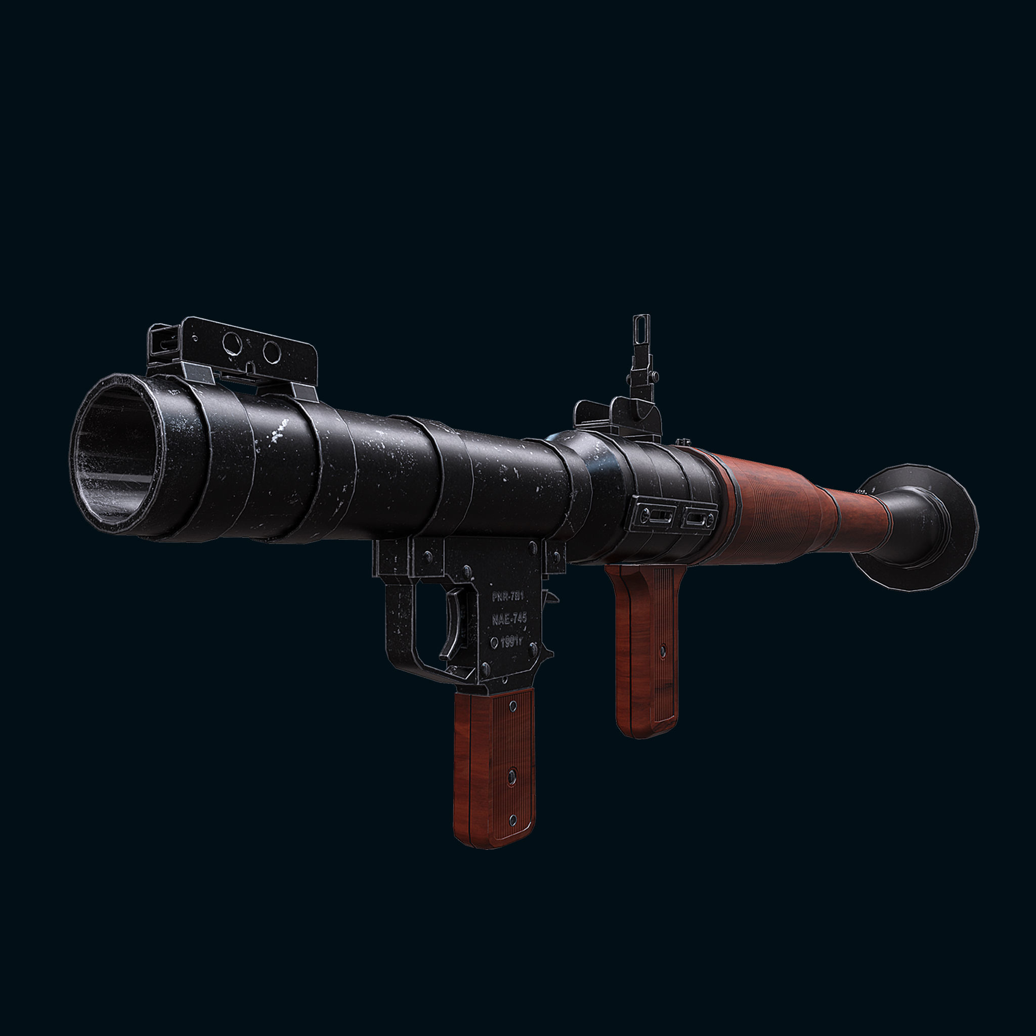 RPG Rocket launcher Gaming weapon Model Low-poly 3D model_1