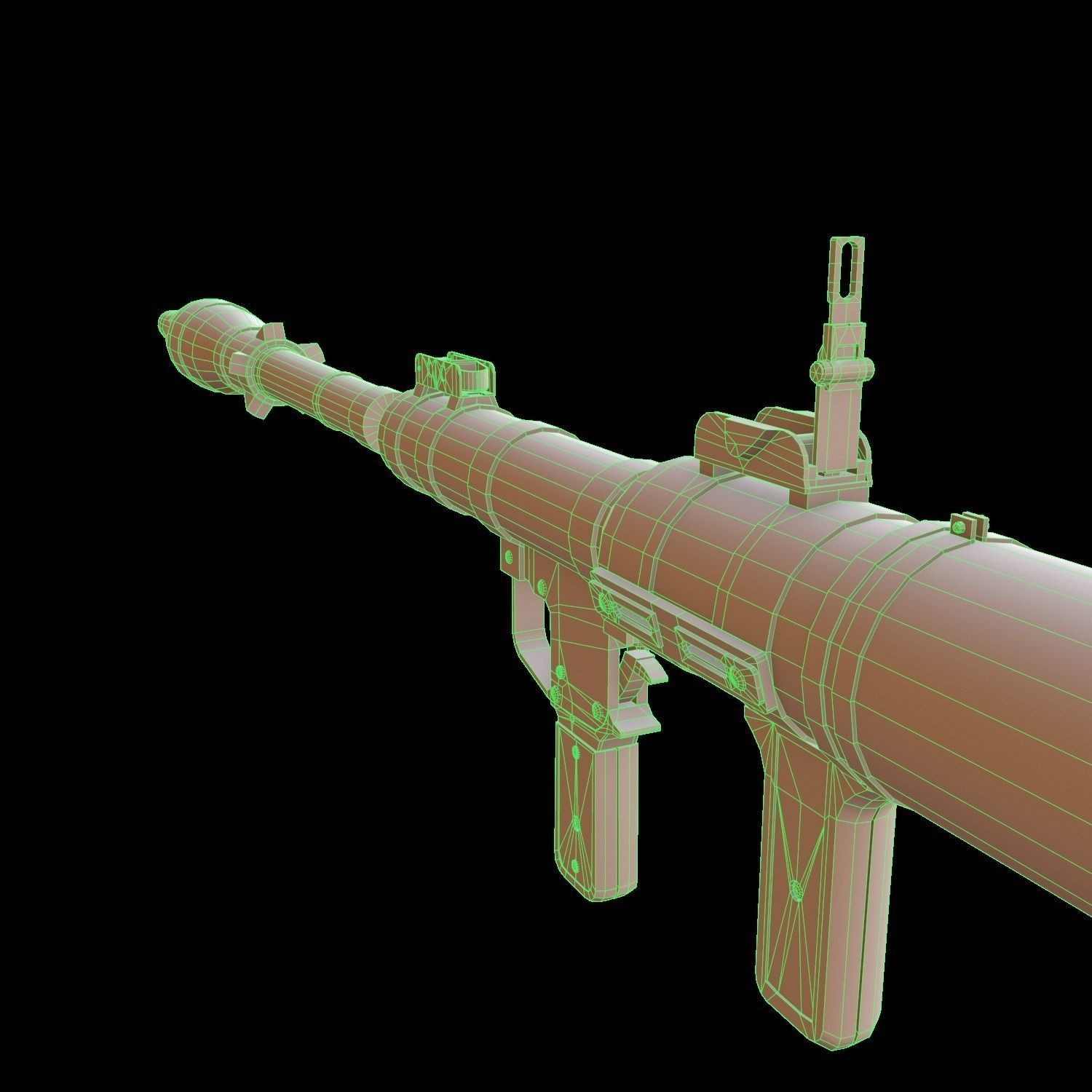 RPG Rocket launcher Gaming weapon Model Low-poly 3D model_8