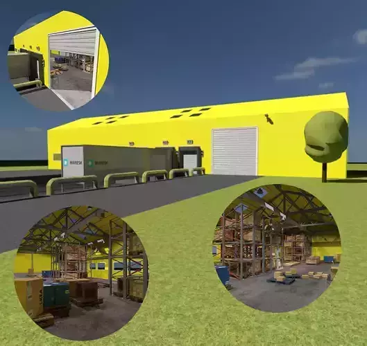 Modular Warehouse and Warehouse demo Free low-poly 3D model