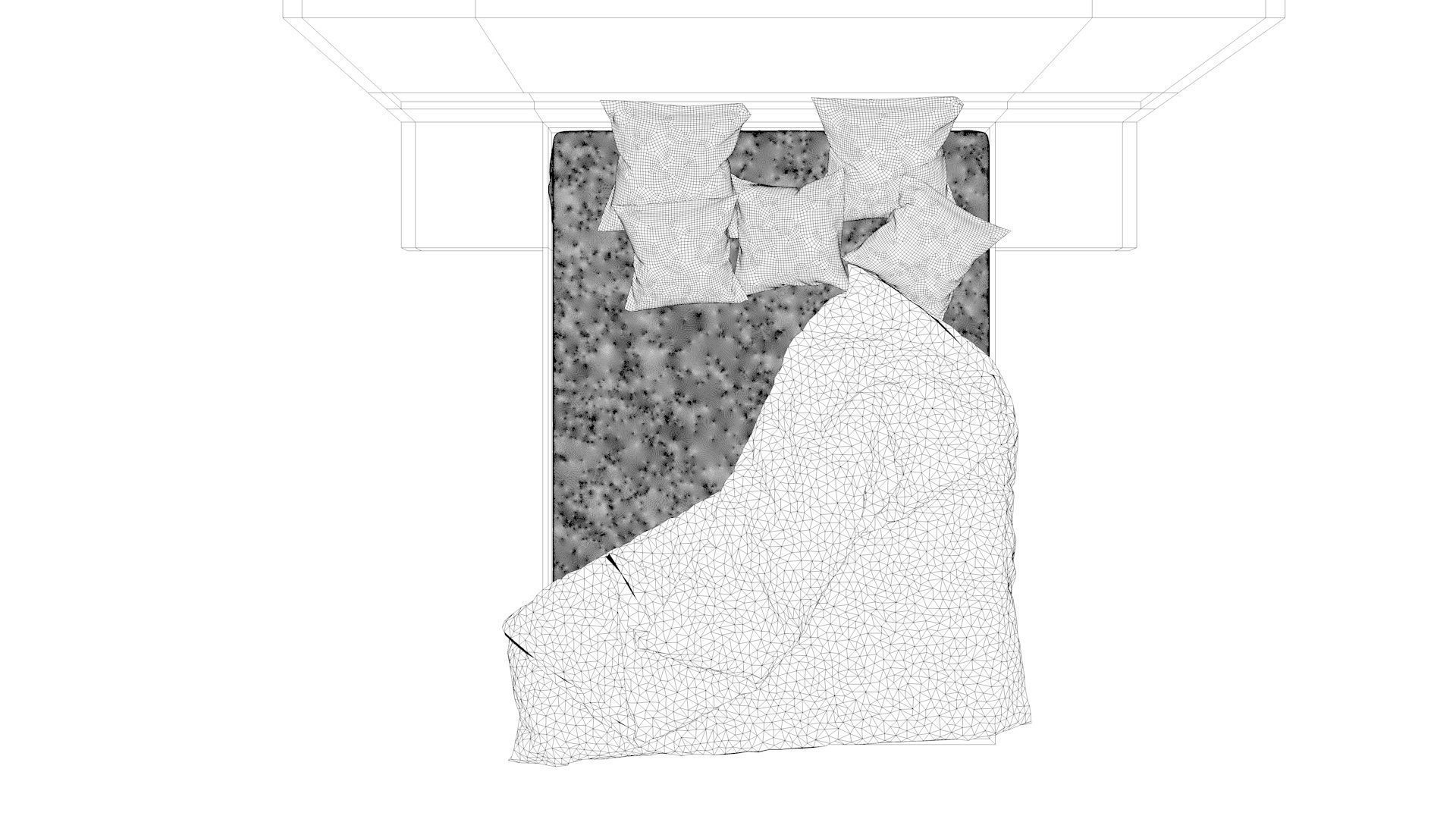 Modern Floating Bed 3D model_5